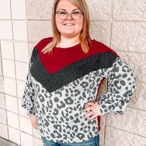 Maroon Leopard Top